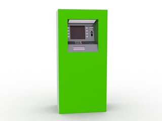 View of ATM in an isolated white background