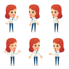 set of reception character in different poses