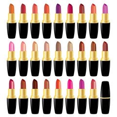 Set lipstick different colors. Vector object on white background