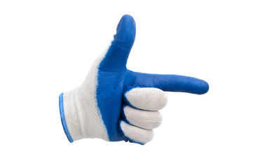 blue work gloves isolated