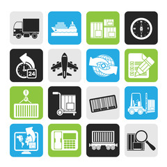 Silhouette shipping and logistics icons