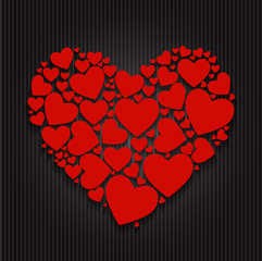 Plakat Valentines Day Paper Heart Backgroung, Vector Illustration