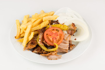 Gyrosteller mit Pommes