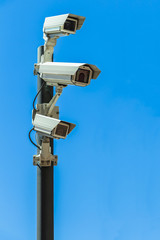 Security cameras on pole