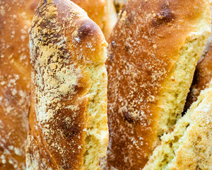 Close up shot on pieces of bread
