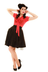 Retro. Full length of woman girl in pinup style