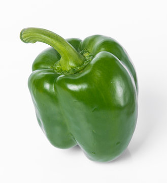 green sweet peppers isolated on white background.