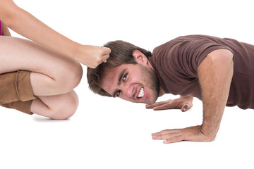 Attractive couple excercising