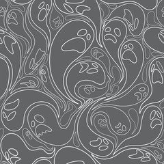 Ghosts seamless pattern with line design