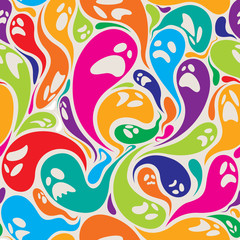 Obraz premium Colorful ghosts seamless pattern