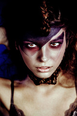 Portrait of beauty brunette with crazy look