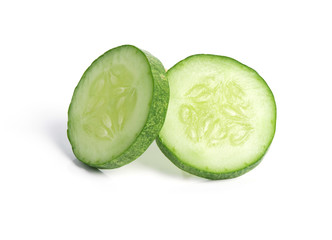 Fresh slice cucumber isolated on white background