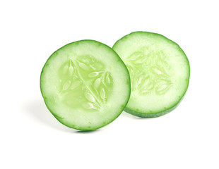 Fresh slice cucumber isolated on white background