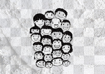 Face people   on Cement wall texture background