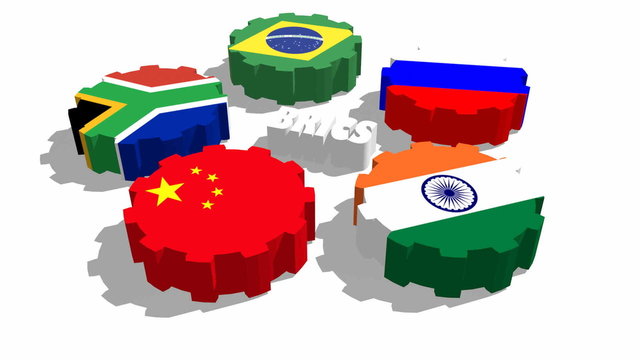 brics members national flags on gears