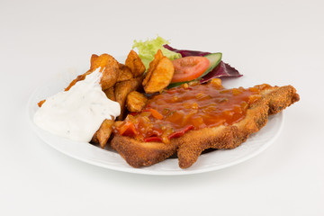 Kotelett mit Kartoffelspalten