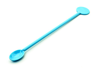 Blue spoon on a white background