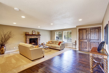 Living room interior with fireplace