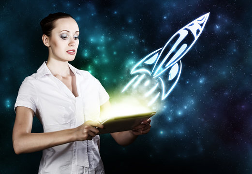 Woman using tablet pc