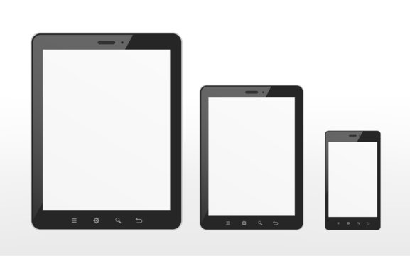 different sizes of tablet and smart phone