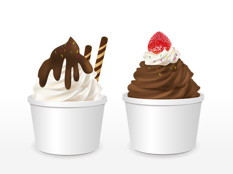blank paper cup with ice cream set