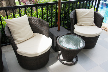 black Rattan armchair