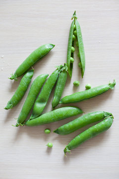 young fresh juicy pods of green peas