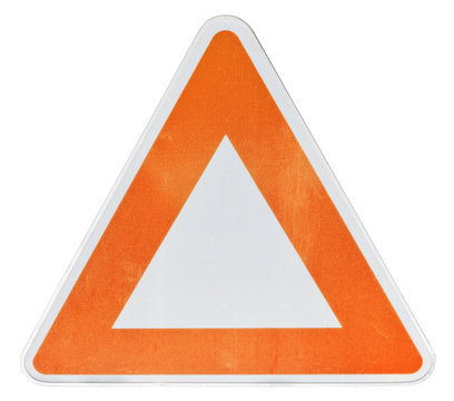 triangle m&eacute;tal bordure orange, panneau signalisation