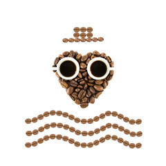 heart from coffee beans isolated on a white