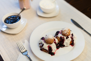 Donuts with jam and cream