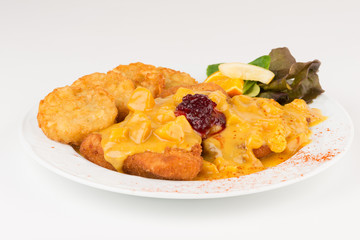 Putenschnitzel in Frucht-Curry-Soße