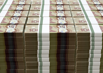 Canadian Dollar Notes Bundles Stack