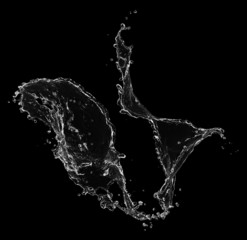 Water splash isolated on black background