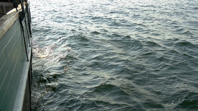 The sea water is bilging and waving from the shipsGH4 4K UHD