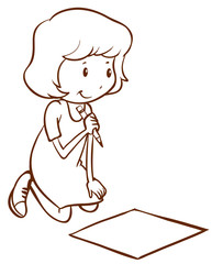 A simple girl writing