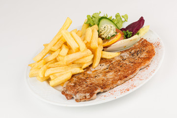 Schnitzel unpaniert mit Pommes