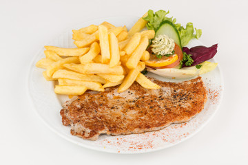 Schnitzel unpaniert mit Pommes