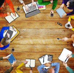 Diverse People in a Meeting and a Copy Space