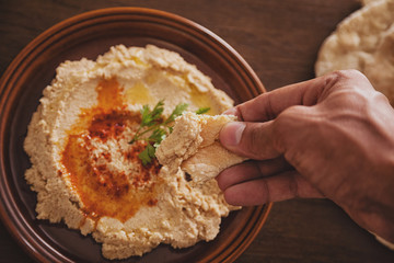 Eating hummus