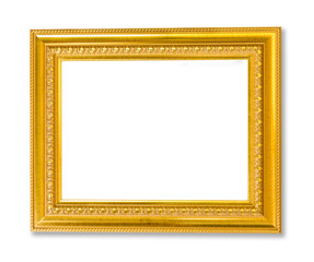 Vintage Golden frame with empty space isolated on white backgrou