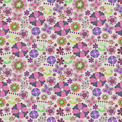 Seamless floral background with butterflies