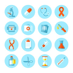 Set of flat vector medical icons.