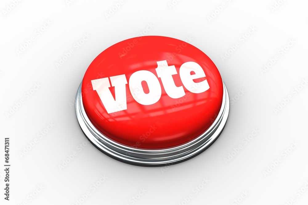 Poster Vote on digitally generated red push button