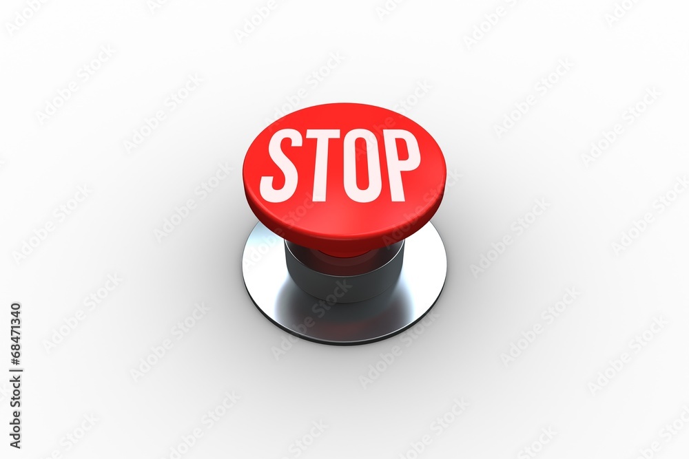 Poster Stop on digitally generated red push button