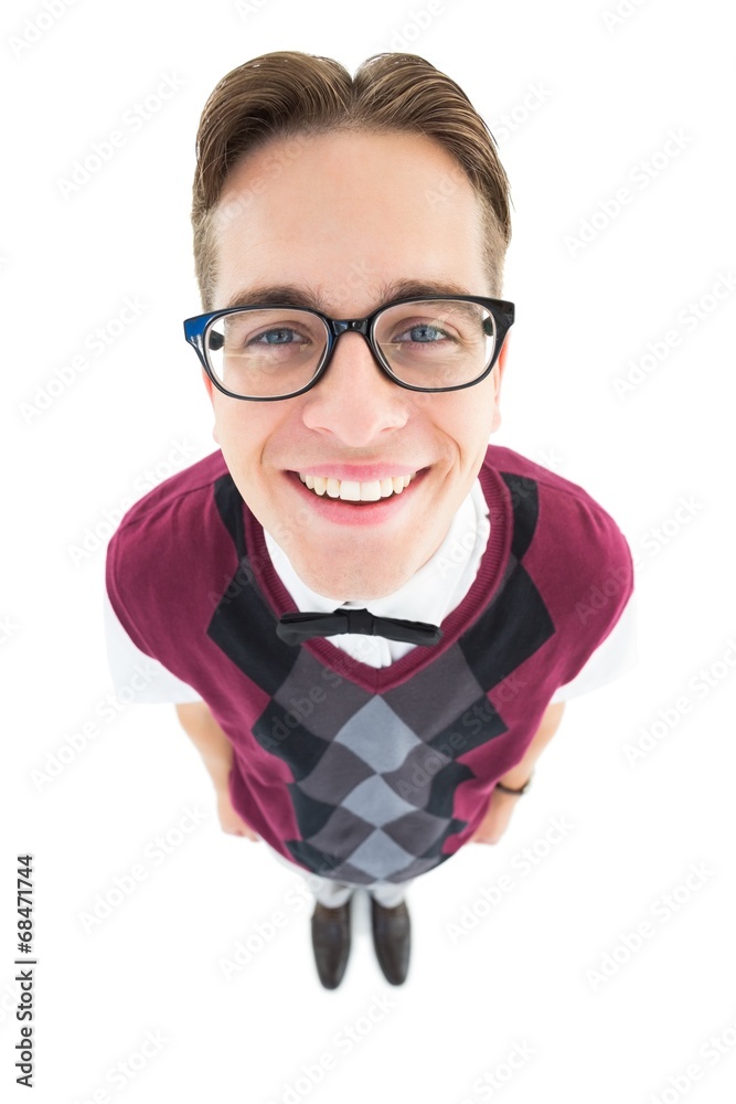 Poster Smiling geeky hipster looking at camera