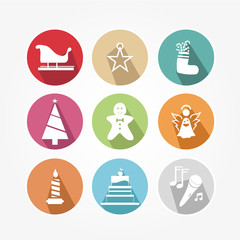 Christmas icons set with objects typical of the party