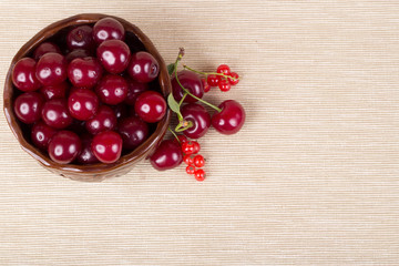 Basket with ripe cherry