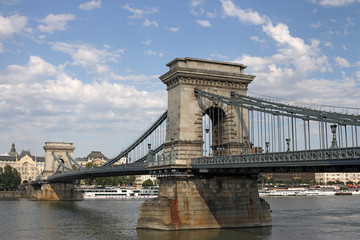 Chain bridge on Danube river Budapest