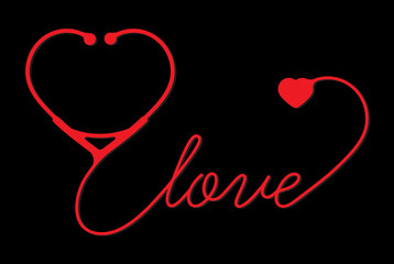 stethoscope heart with love, vector