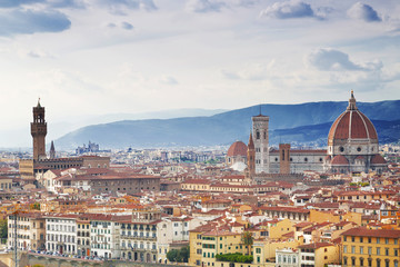 Fototapeta na wymiar Panorama of Florence Sunny day. Italy
